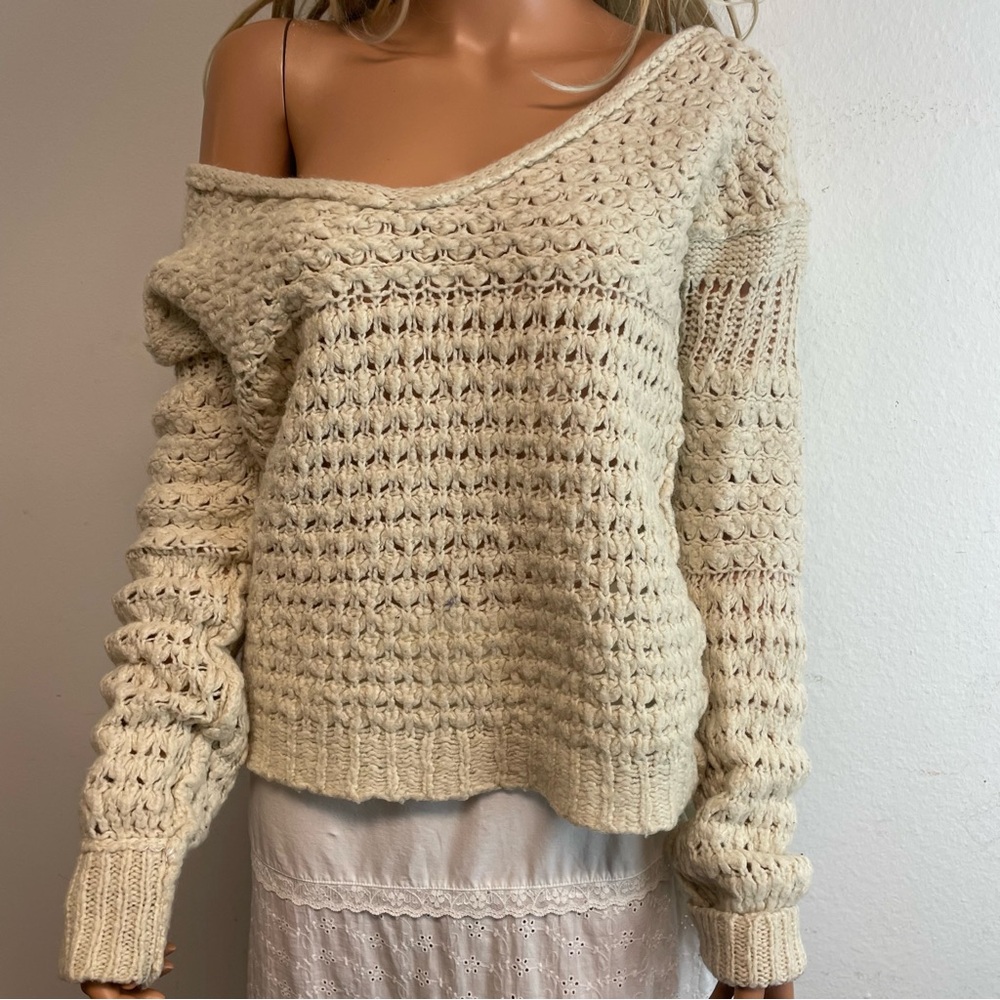 Free People Knit Drop Shoulder Sweater size S